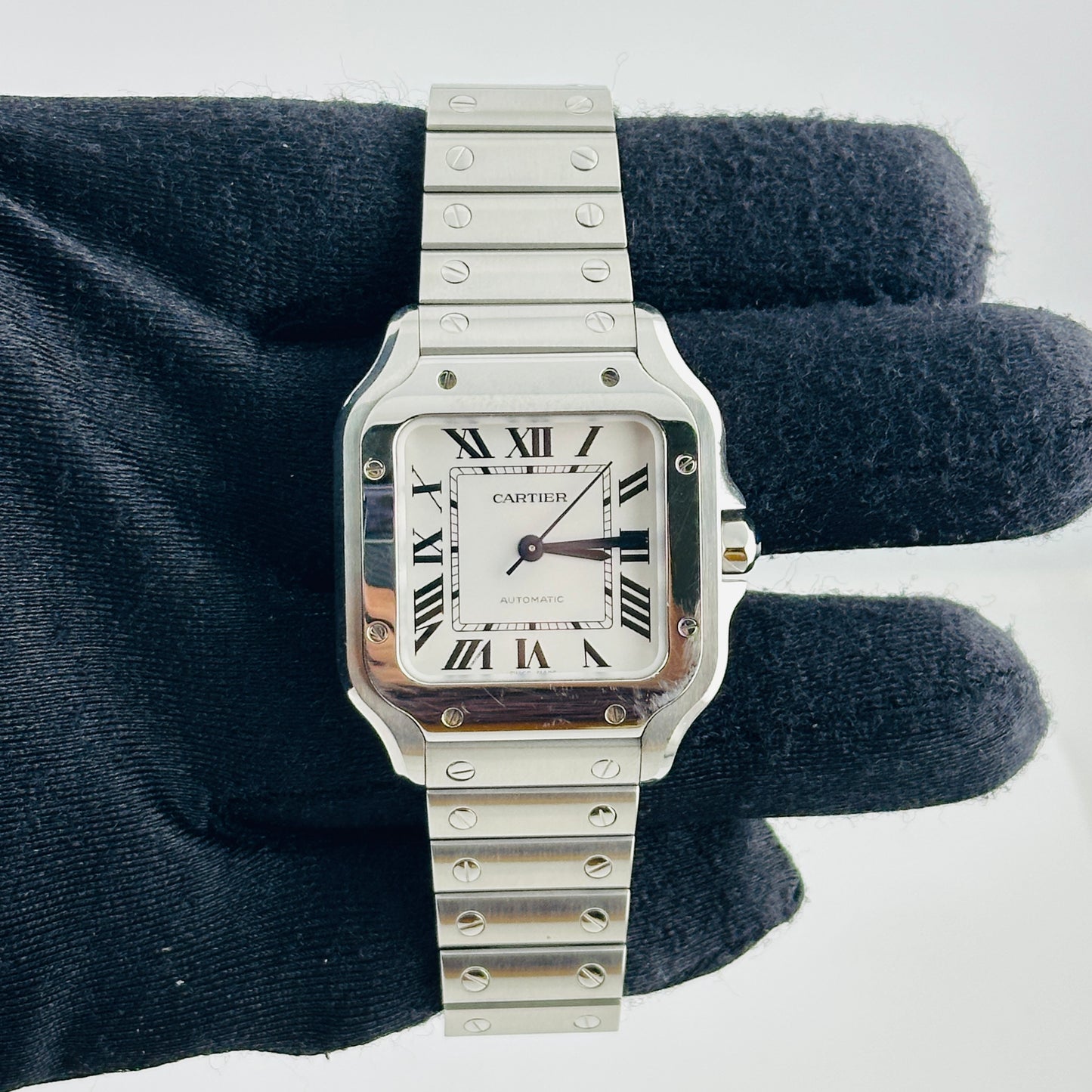 Cartier Santos Medium Silver Roman Dial on Stainless Steel Bracelet Ref. 4075 / WSSA0029 Complete 2024 — view 2