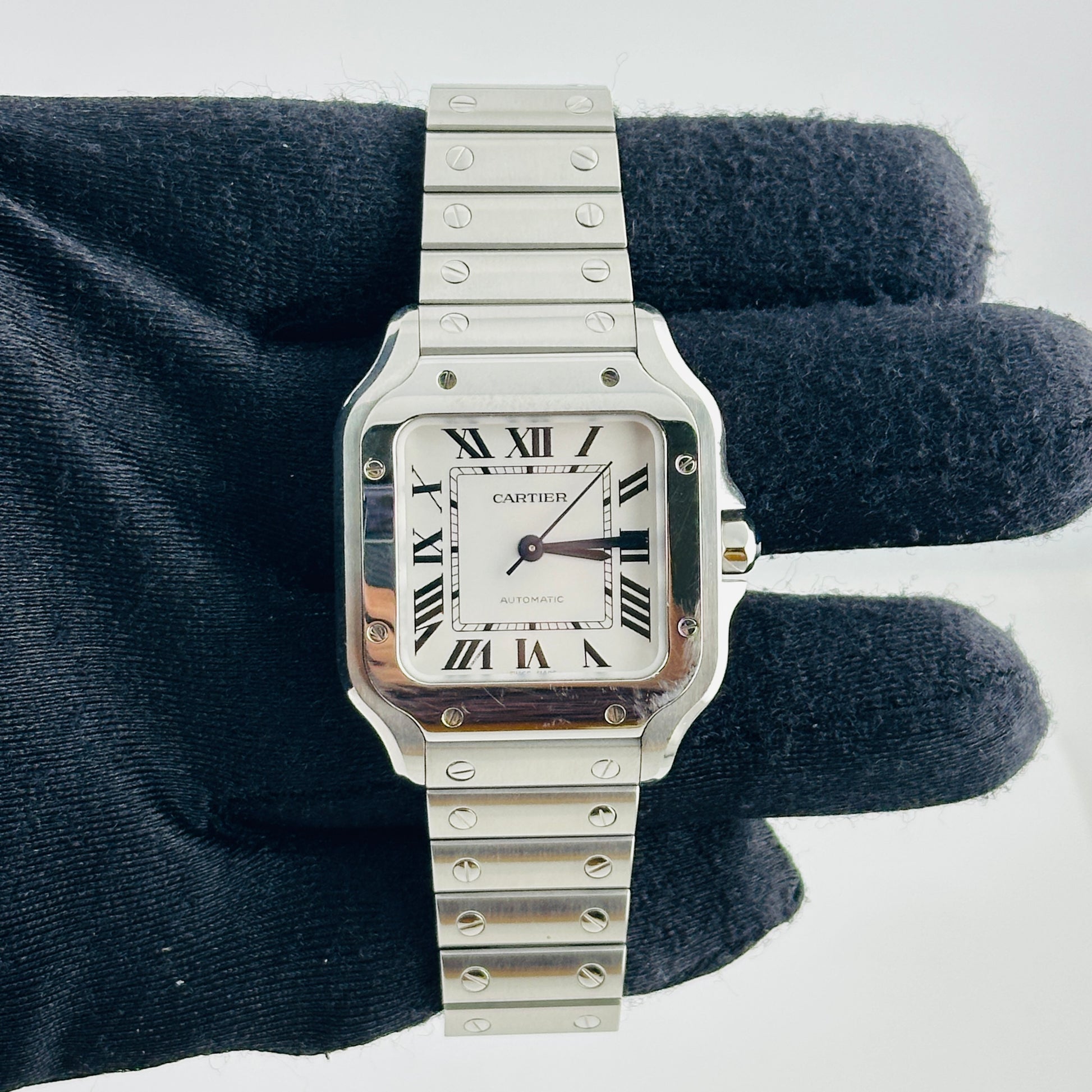 Cartier Santos Medium Silver Roman Dial on Stainless Steel Bracelet Ref. 4075 / WSSA0029 Complete 2024 — view 2