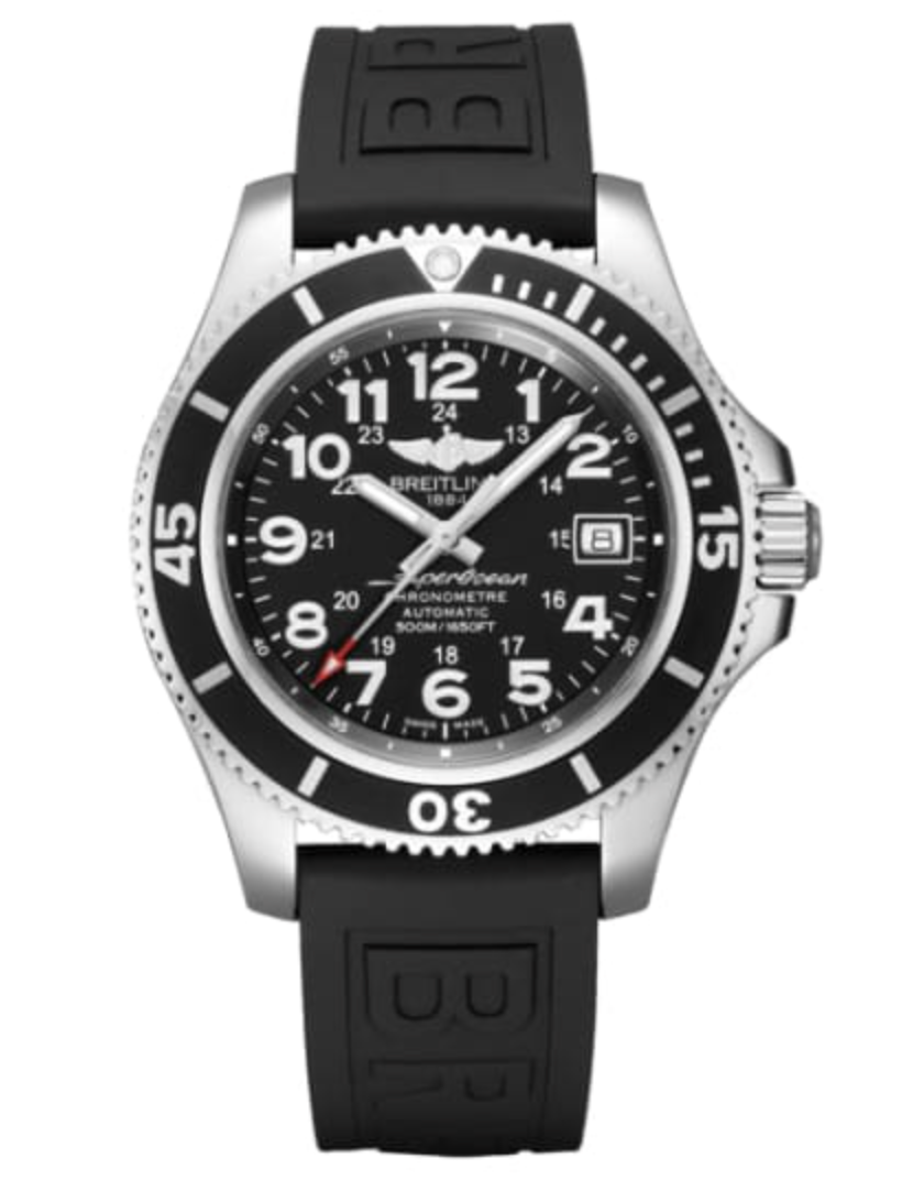 Breitling Superocean II Black Arabic Numerals Dial on Black Rubber Band Ref. A17365C9 Complete 2018