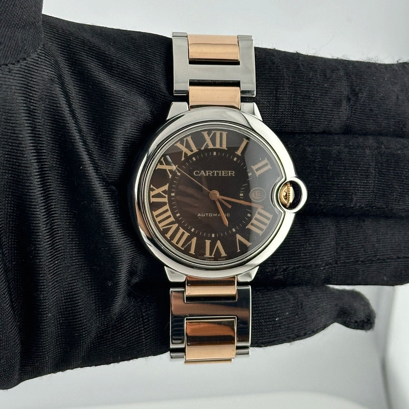 Cartier Ballon Blue Chocolate Brown Guilloche Dial Dial Ref 3001