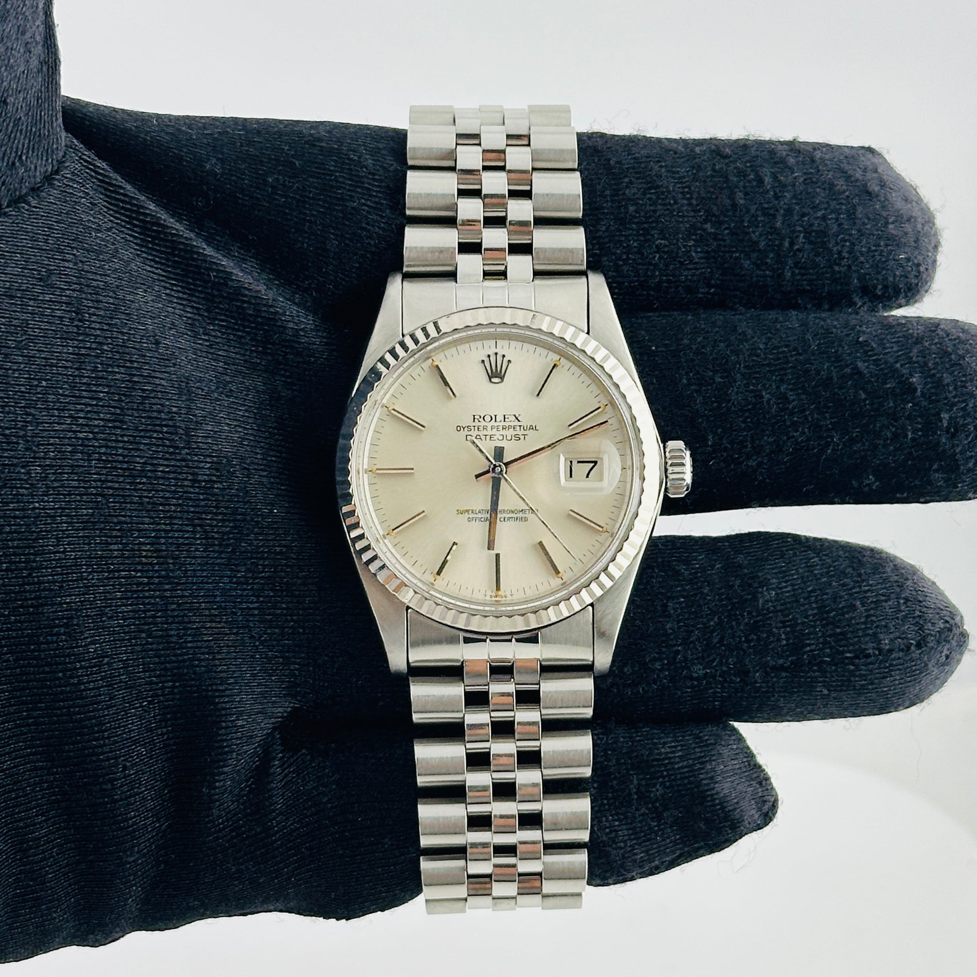 Rolex Datejust Silver Stick Dial on D Link Jubilee Ref. 16014 1983 — view 2