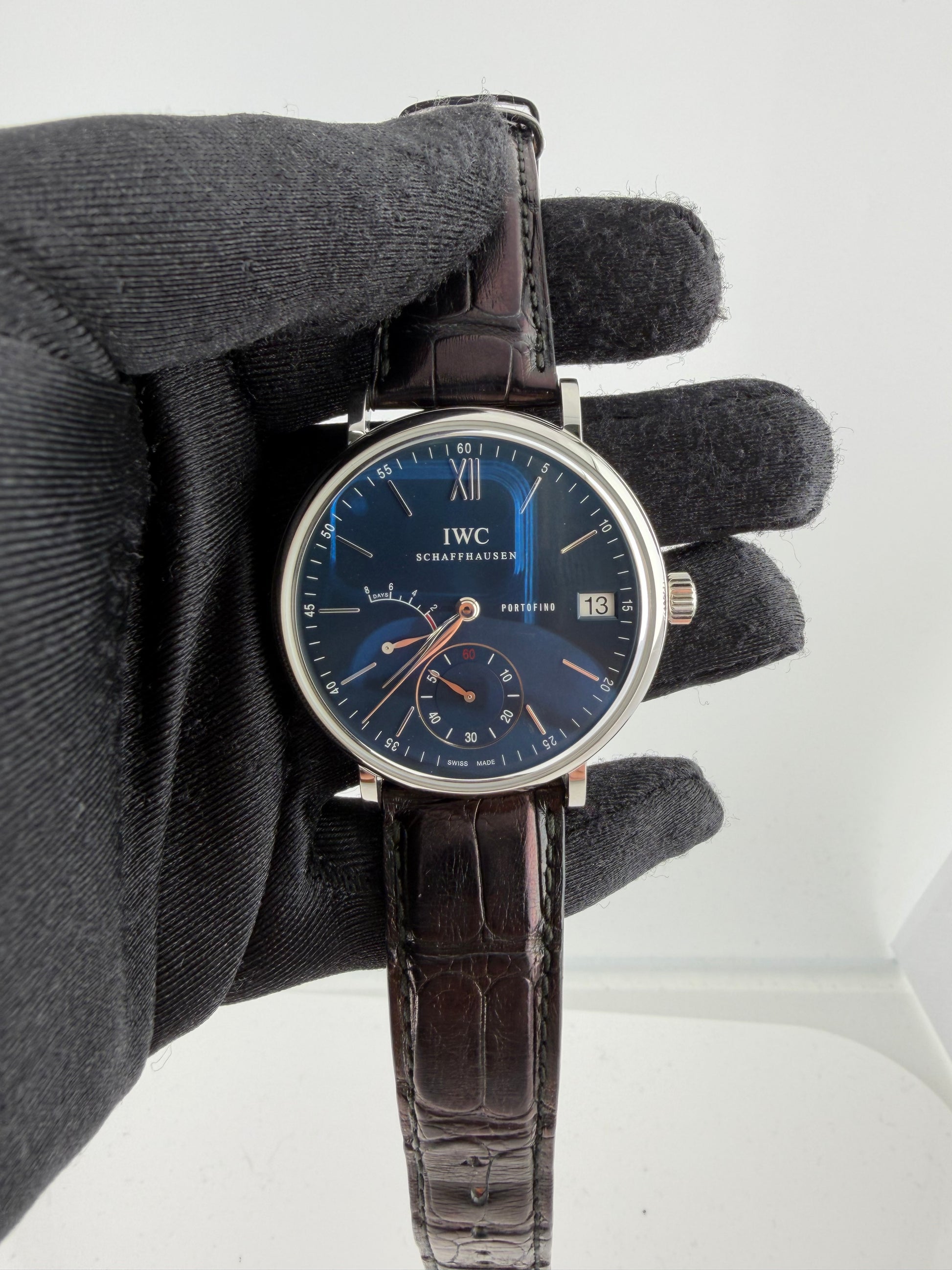 Iwc Portofino Hand-Wound Eight Days Blue Dial on Leather Strap Ref. IW510106 Card 2017 — view 2