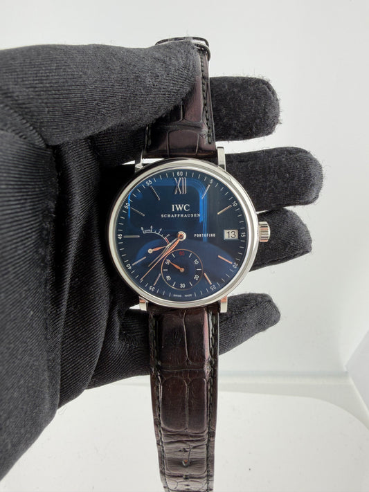 Iwc Portofino Hand-Wound Eight Days Blue Dial on Leather Strap Ref. IW510106 Card 2017 — view 2