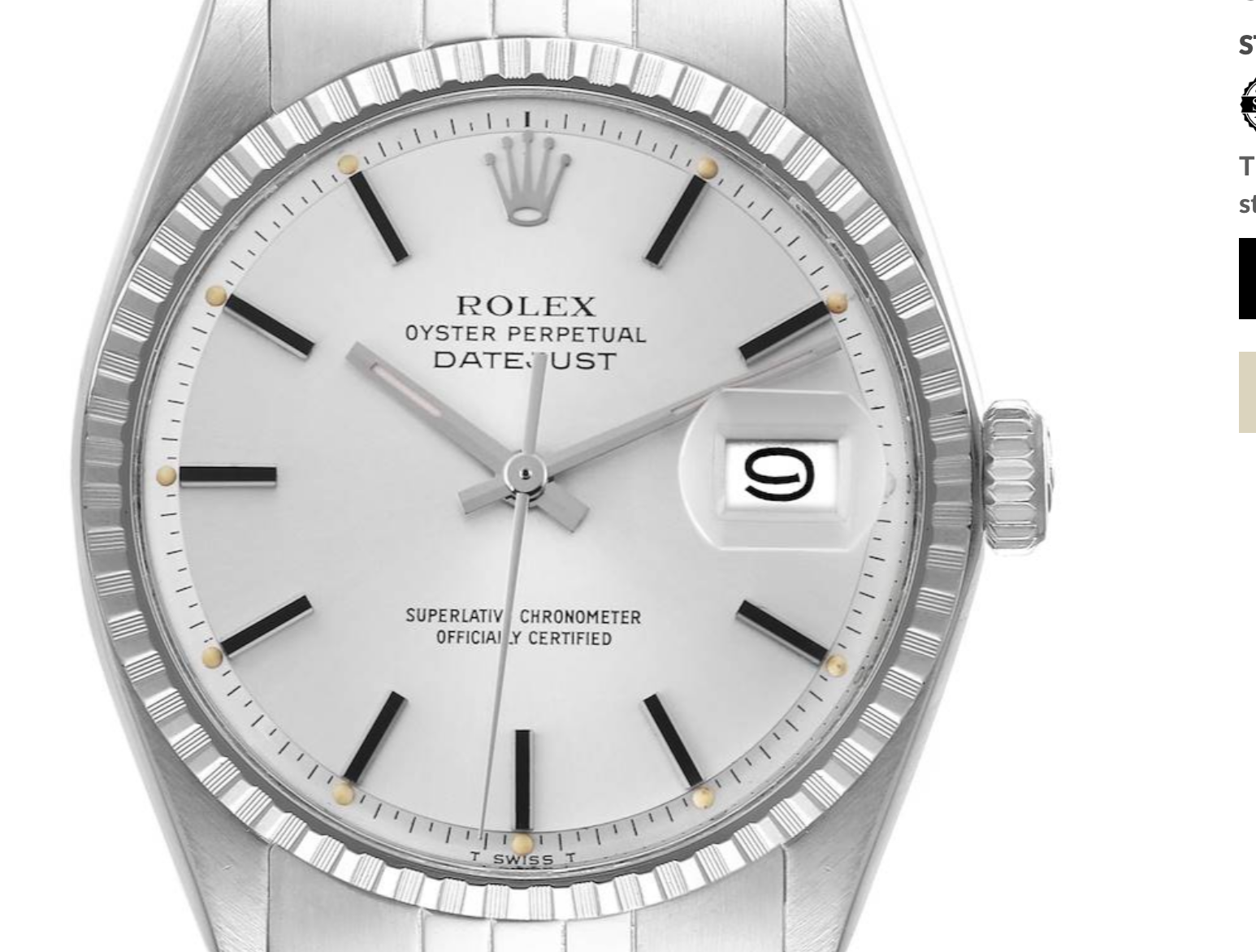 Rolex Datejust 36 Silver Stick Dial on Generic Leather Band Ref. 1603 1975