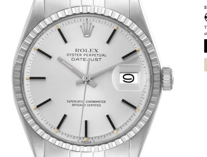 Rolex Datejust 36 Silver Stick Dial on Generic Leather Band Ref. 1603 1975