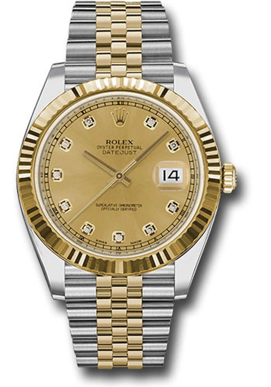 Rolex Datejust Champagne Diamond Dial on Jubilee Ref 126333 with New Style Card White 2019