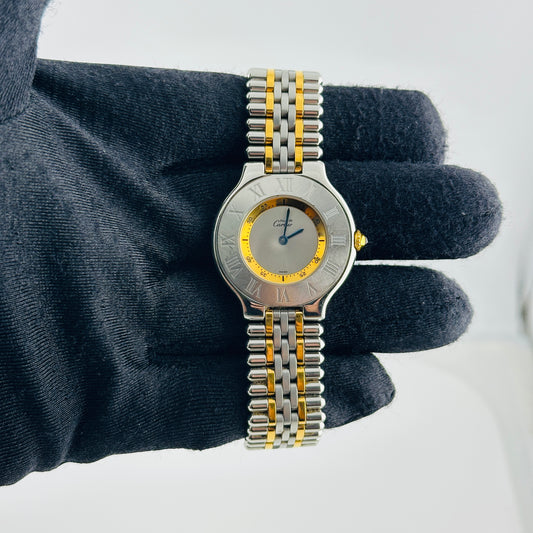 Cartier Must 21 Silver Dial on 2 Tone Bracelet Ref. 1330 / W10074F4