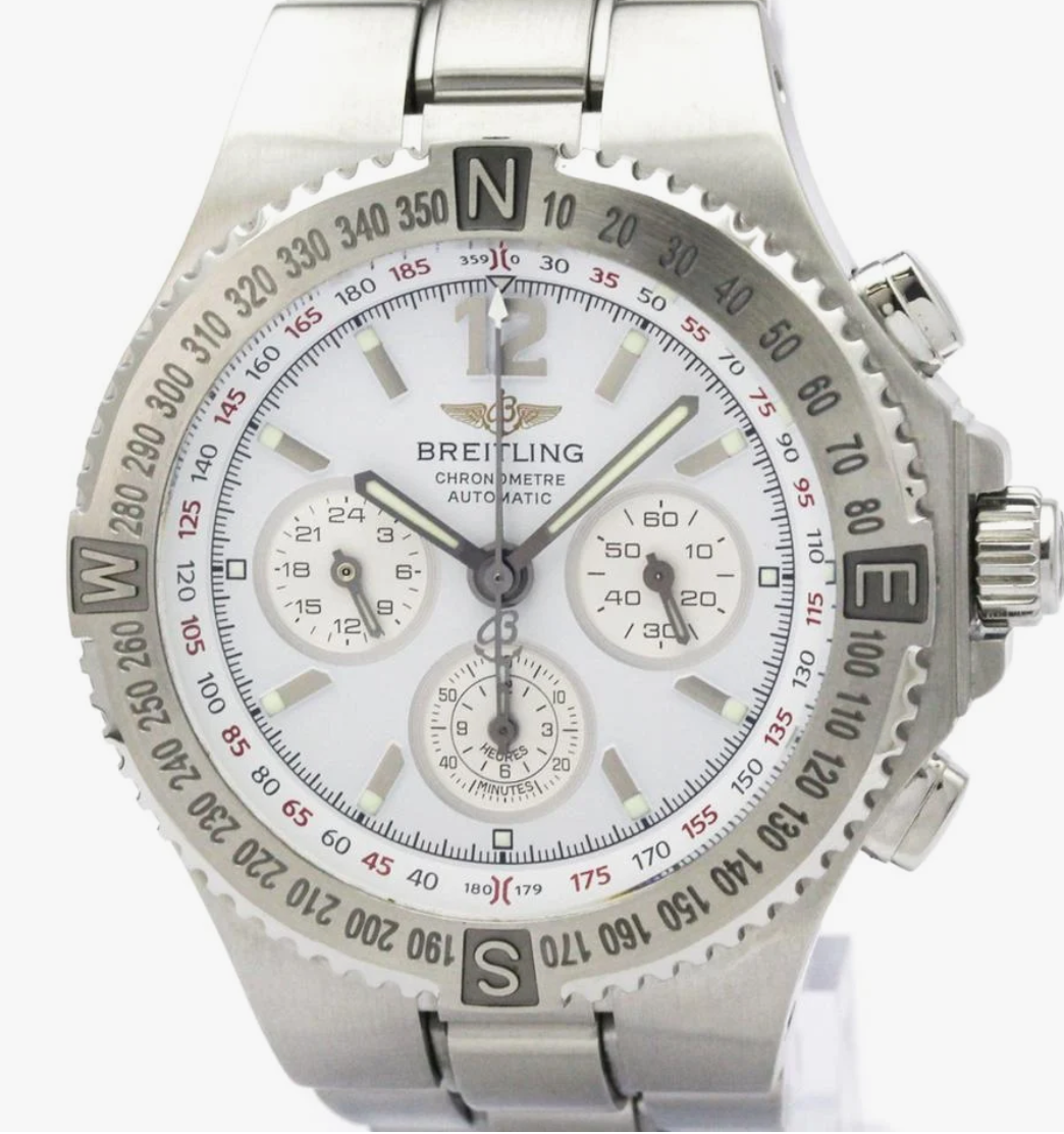 Breitling Hercules White Dial on Stainless Steel Bracelet Ref. A39363