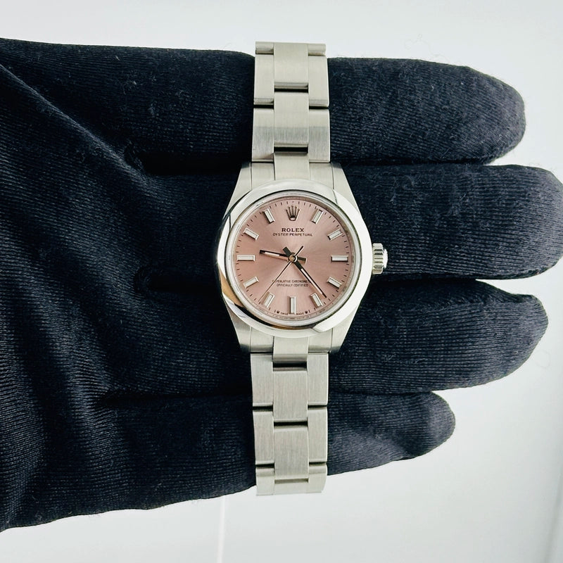 Rolex Oyster Perpetual Pink Dial on Oyster Ref 276200 with New Style Card Green 2024