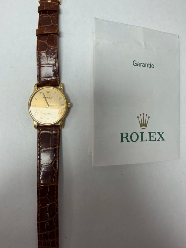 Rolex Cellini Gold Dial on Leather Ref 5116/8 with Papers 2004