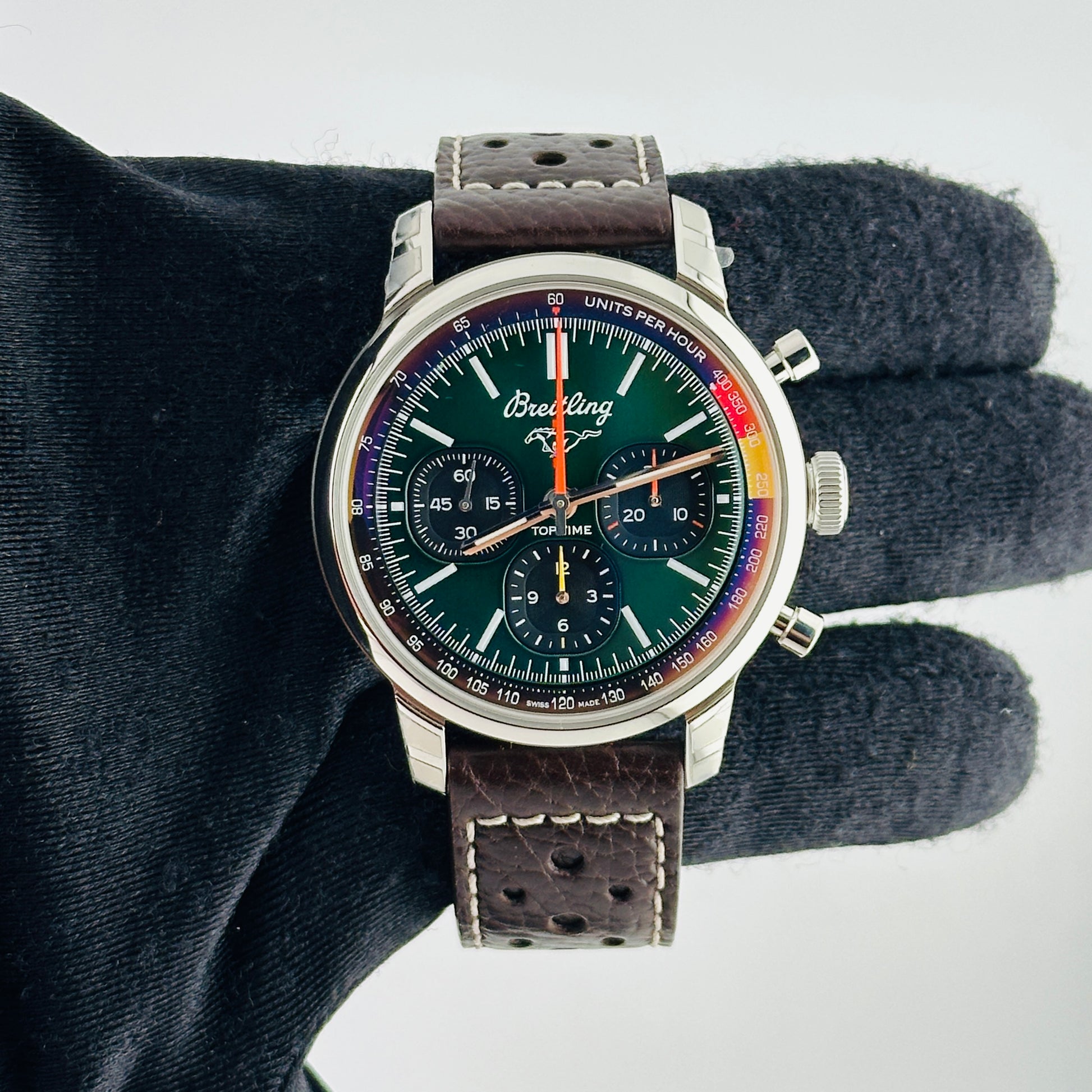 Breitling Top Time Green Dial on Leather Strap Ref. AB01762A1L1X1 Card 2025 — view 2