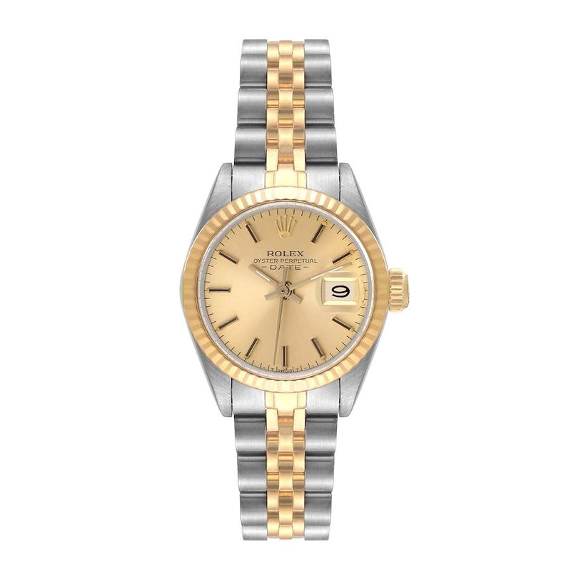 Rolex Oyster Perpetual Date Champagne Stick Dial on D Link Jubilee Ref 6917