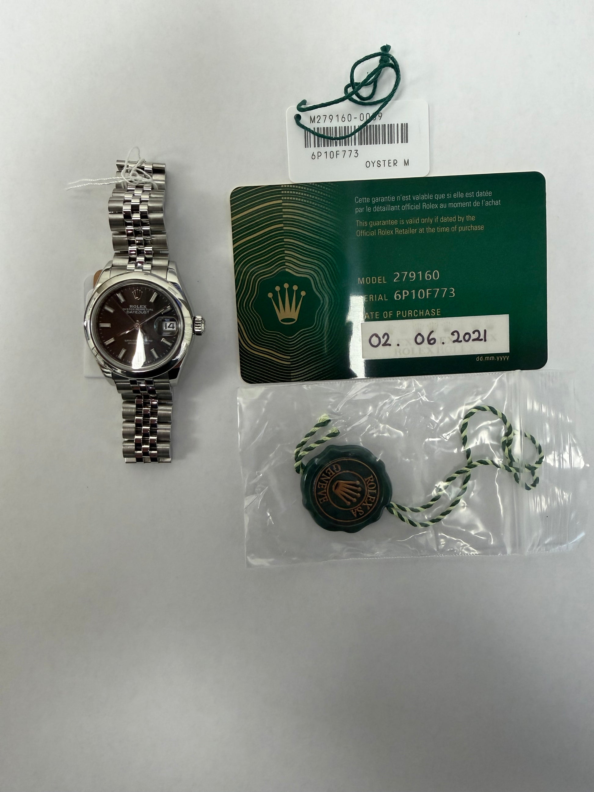 Rolex Datejust Lady Dark Grey Index Dial on Jubilee Ref. 279160 Card 2021 — view 5