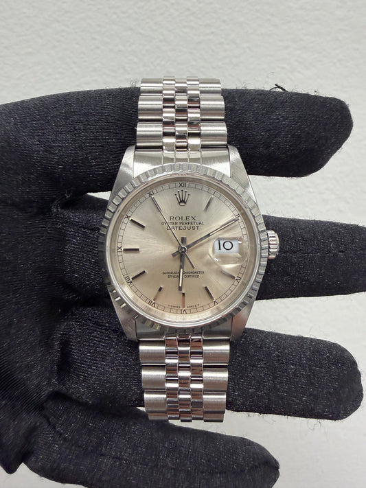 Rolex Datejust Silver Stick Dial on D Link Jubilee Ref. 16220 1989 — view 2