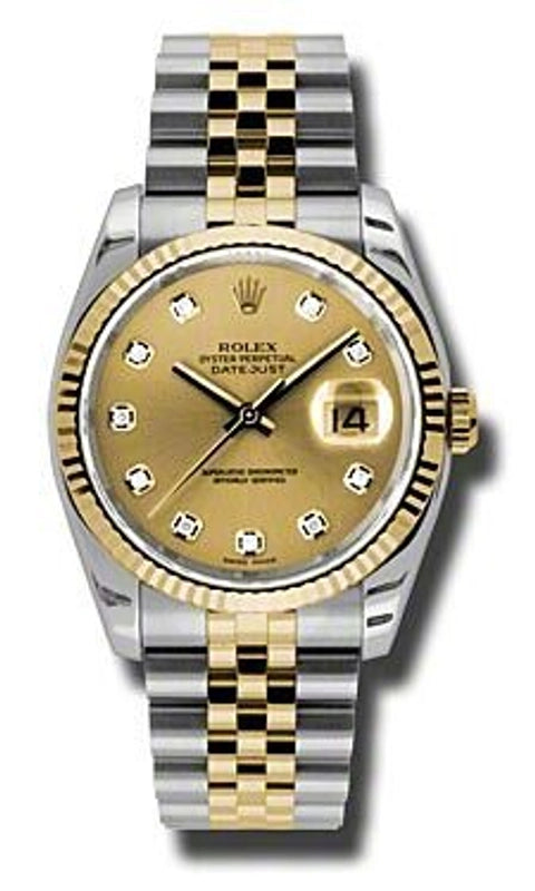Rolex Datejust Champagne Diamonds Dial on Jubilee Ref 116233 with Card Old Green 2011