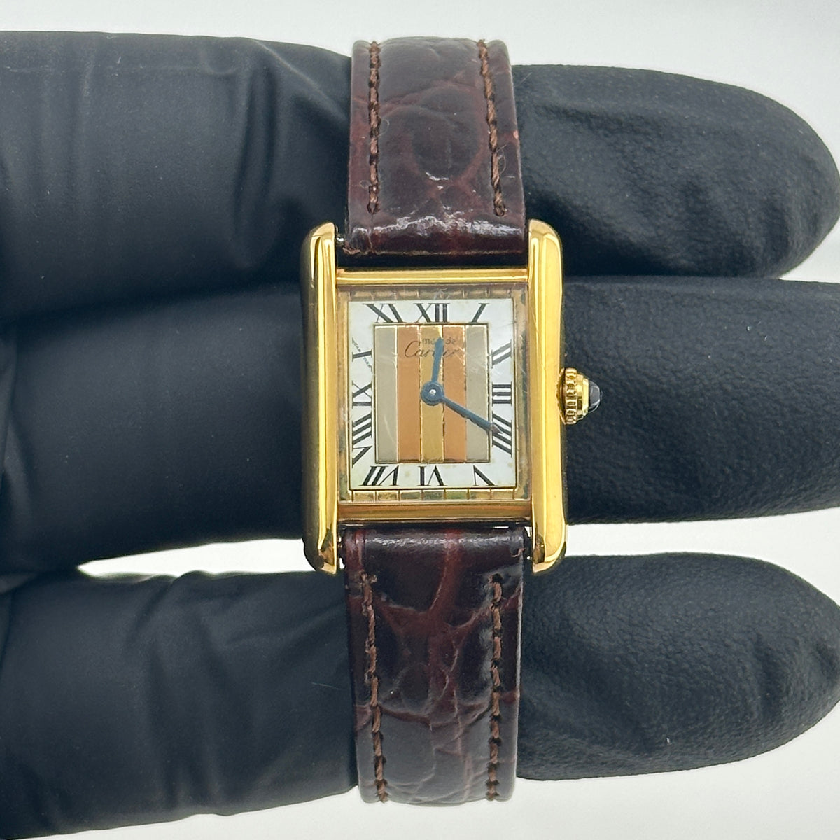Cartier Tank Must Vermeil Trinity Dial on Generic Leather Band Ref. 18695 — view 2