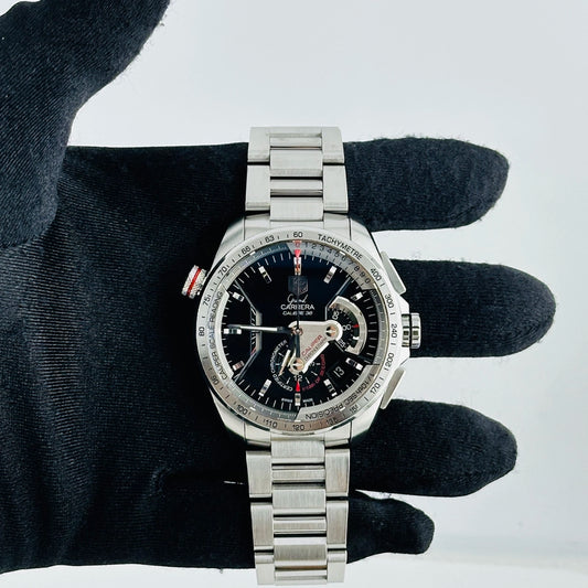 Tag Heuer Grand Carrera Black Dial on Stainless Steel Bracelet Ref CAV5115.BA0902 with Card 2010