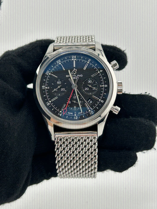 Breitling Transocean Black Dial on Stainless Steel Bracelet Ref. AB0451 — view 2