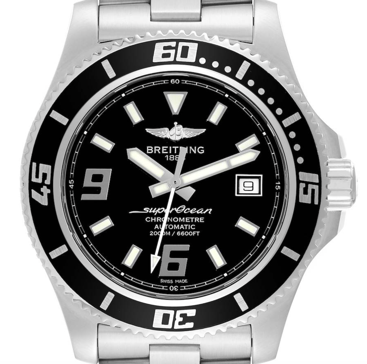 Breitling Superocean 44 Black Arabic Numerals Dial on Stainless Steel Bracelet Ref. A17391/A1739102/BA77 Complete 2015