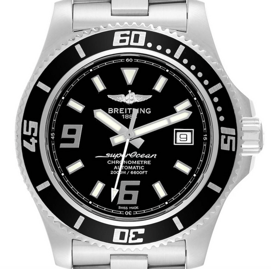 Breitling Superocean 44 Black Arabic Numerals Dial on Stainless Steel Bracelet Ref. A17391/A1739102/BA77 Complete 2015