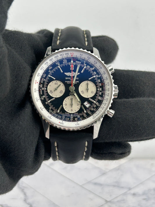 Breitling Navitimer Blue/Silver Dial on Leather Ref. AB0121/S232B48KBA Card 2010 — view 2