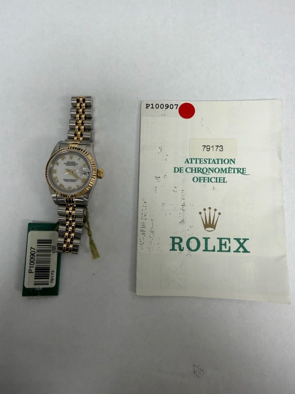 Rolex Datejust White Roman Dial on D Link Jubilee Ref 79173 with Papers 2000