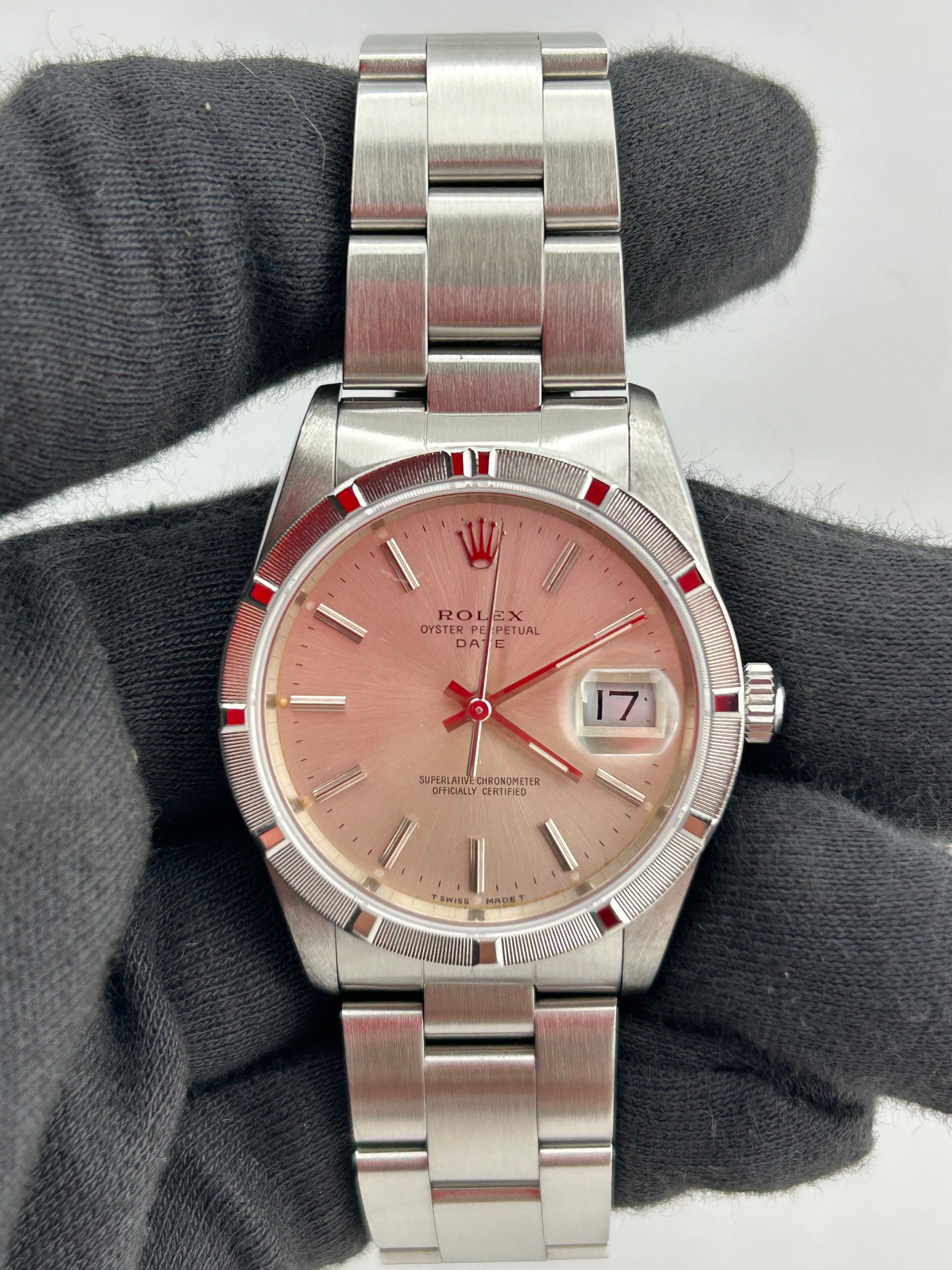 Rolex Oyster Perpetual Date Silver Stick Dial on Oyster Ref. 15210 1990 — view 2