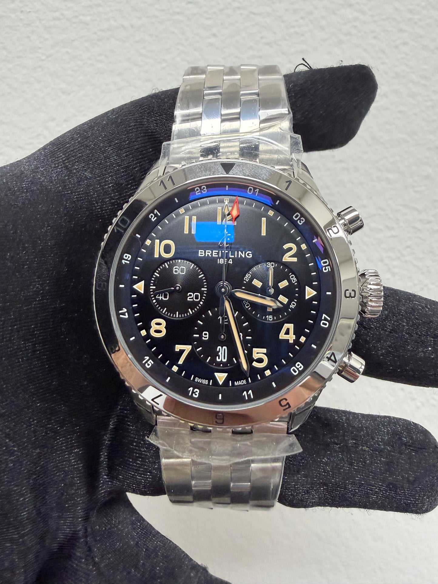 Breitling Super AVI B04 Chronograph GMT Black Dial on Bracelet Ref. AB04453A1B1A1 Card 2026 — view 2