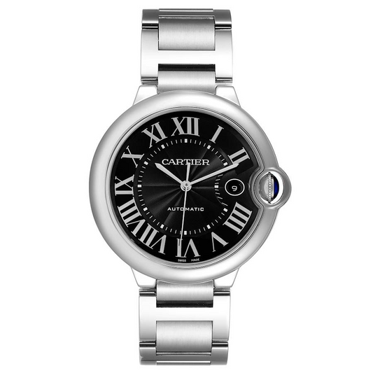 Cartier Ballon Bleu Black Roman Numerals Dial on Stainless Steel Bracelet Ref. W6920042 Manuals Only