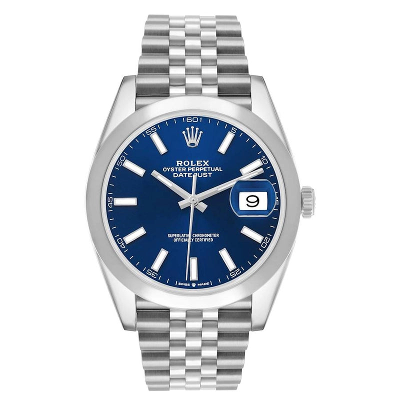 Rolex Datejust Blue Index Dial on Jubilee Ref 126300 with New Style Card White 2019