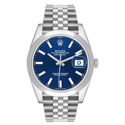 Rolex Datejust Blue Index Dial on Jubilee Ref 126300 with New Style Card White 2019