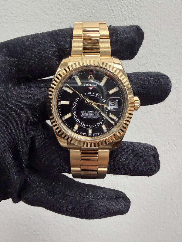 Rolex SkyDweller Black Stick Dial on Oyster Ref 326938 with New Style Card Green 2021