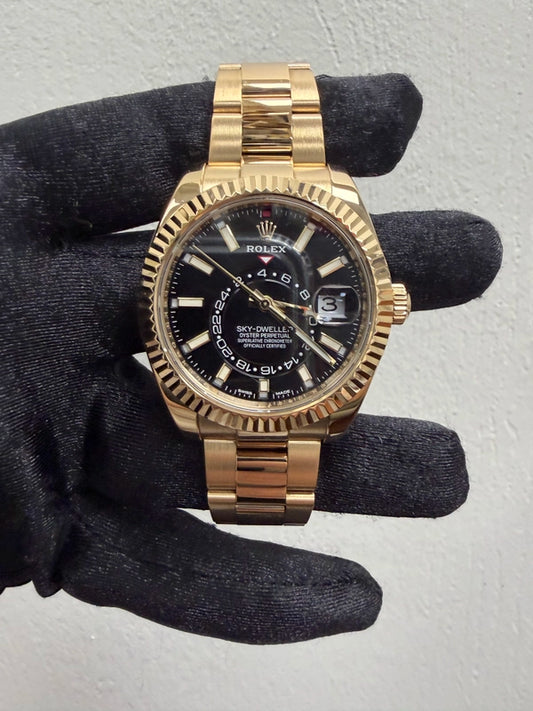 Rolex SkyDweller Black Stick Dial on Oyster Ref 326938 with New Style Card Green 2021