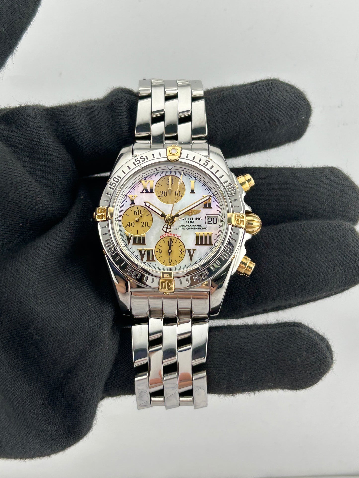 Breitling Chrono Cockpit White M.O.P. Dial on Stainless Steel Ref. B13357 Papers 2005