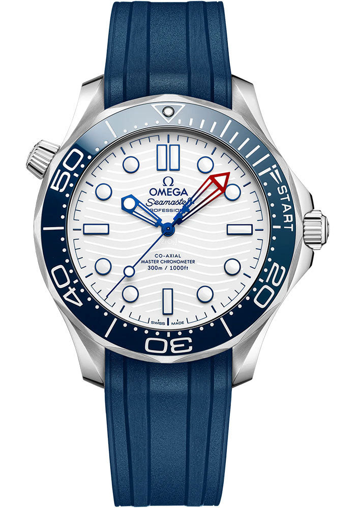 Omega Seamaster Diver 300M White Dial on Rubber Strap Ref. 210.32.42.20.04.002 Card Open Date