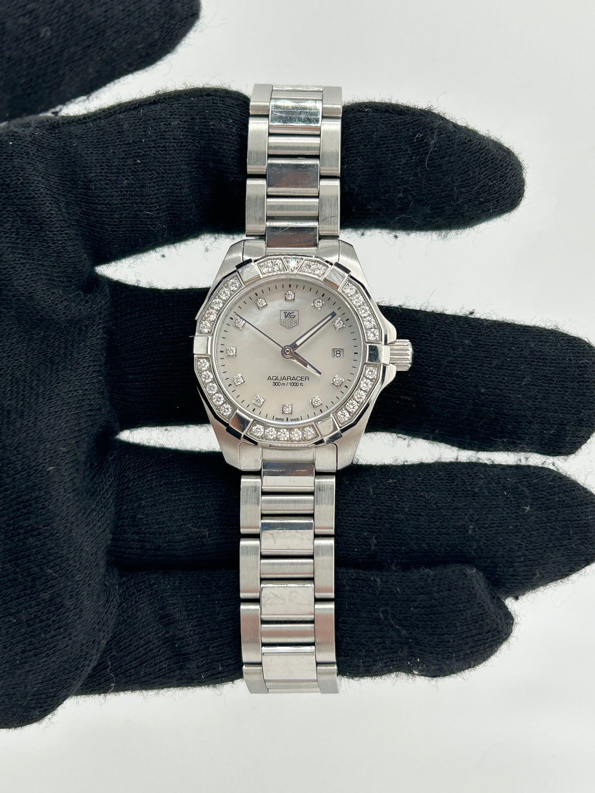 Tag Heuer Aquaracer Lady White Mop Diamond Dial on Stainless Steel Bracelet Ref. WAY1414.BA0920 Complete 2017 — view 2