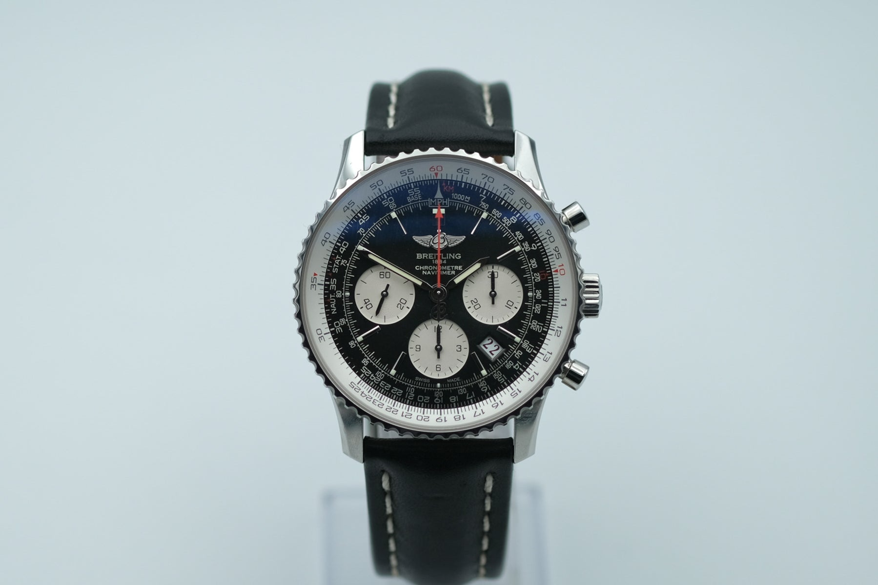 Breitling Navitimer Blue/Silver Dial on Leather Ref. AB0121/S232B48KBA Card 2010