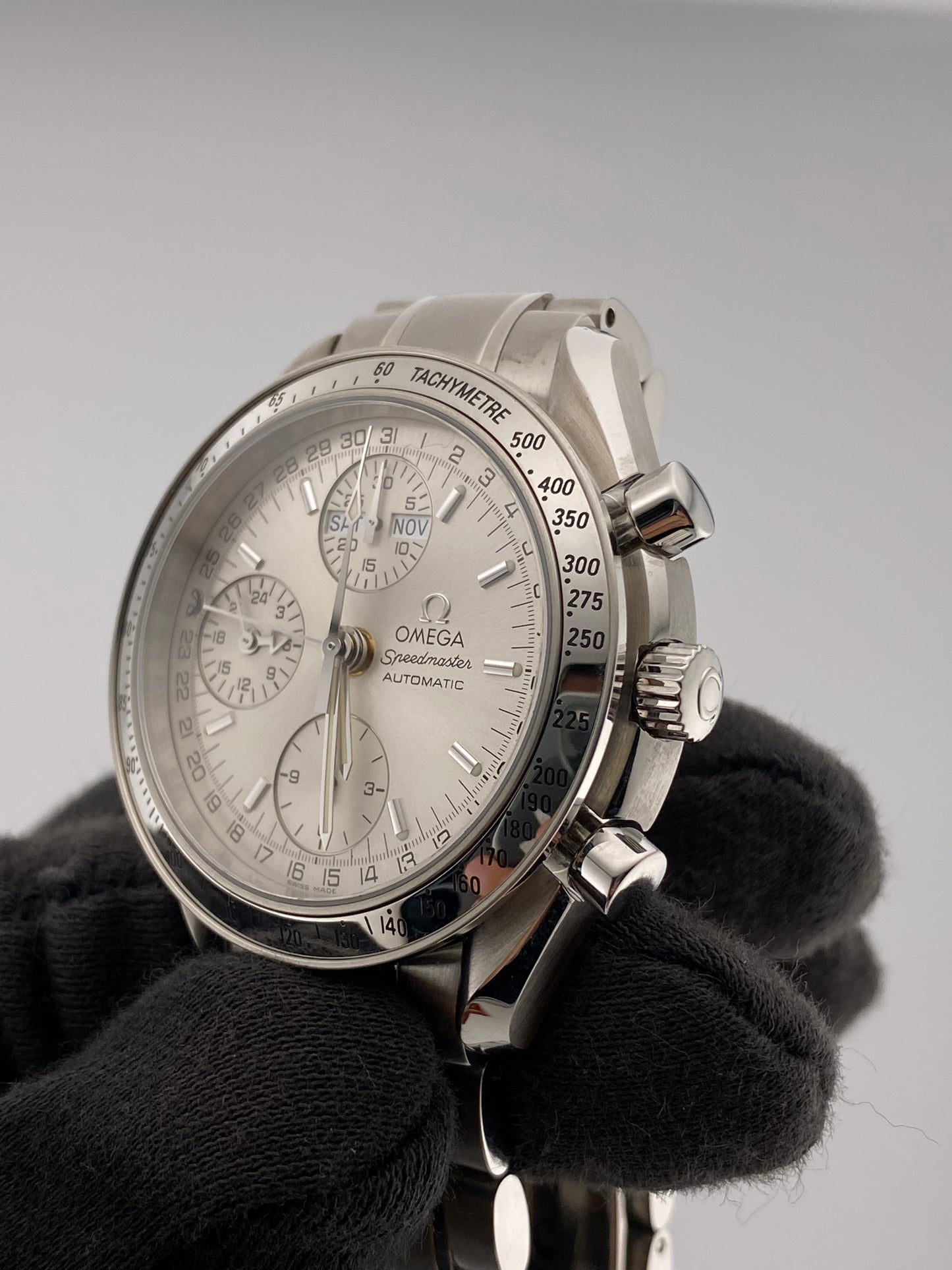 Omega Speedmaster Triple Calendar Silver Dial on Stainless Steel Bracelet Ref. 3523.30 Card — view 3
