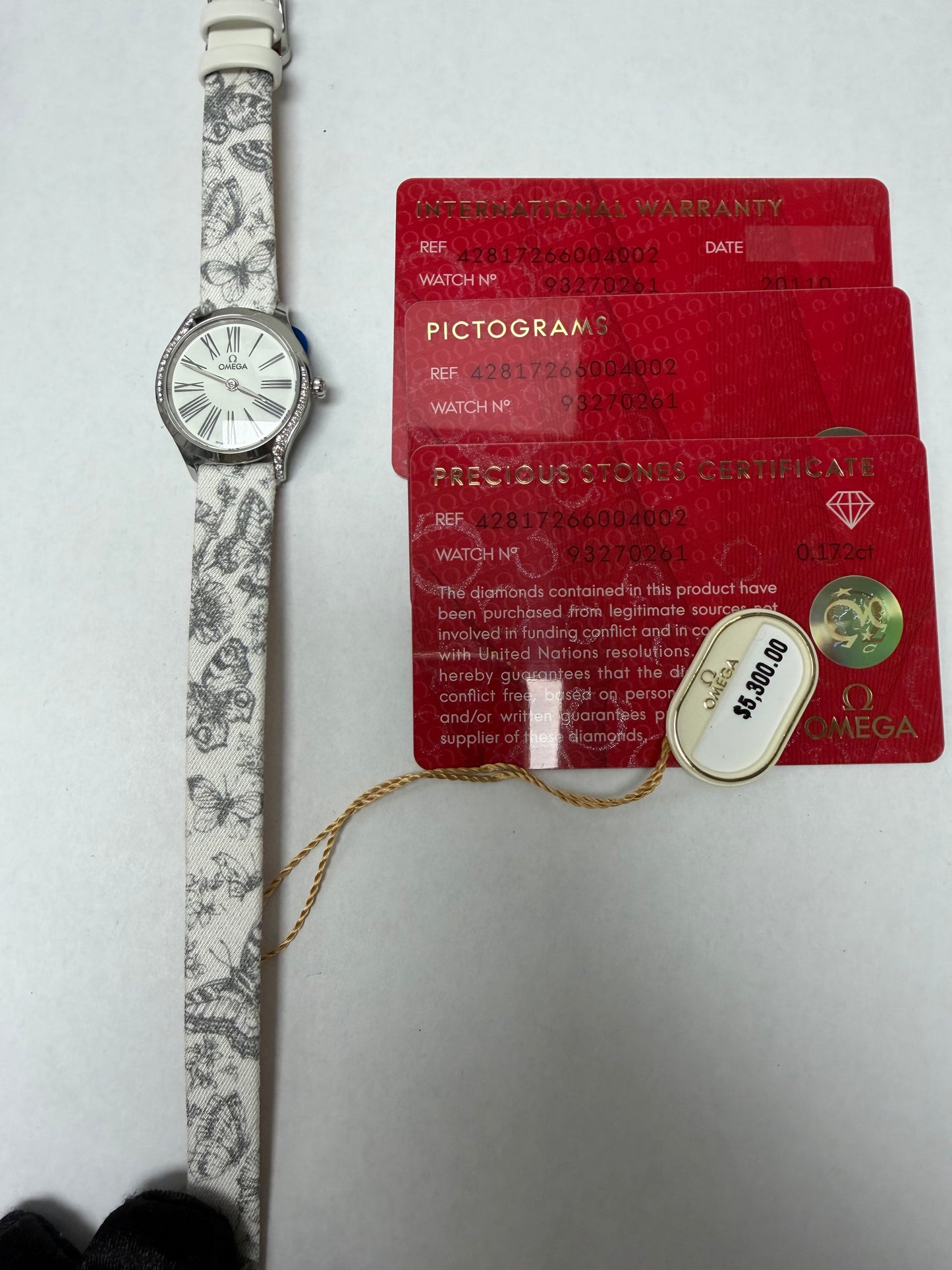 Omega De Ville Mini Tr√©sor Quartz White Dial on Fabric Strap Ref. 428.17.26.60.04.002 Card Open Date — view 5