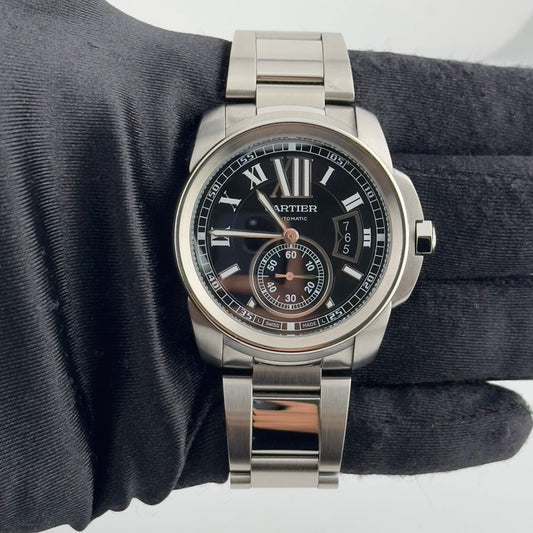Cartier Calibre Black Dial Ref 3389 with Papers 2013