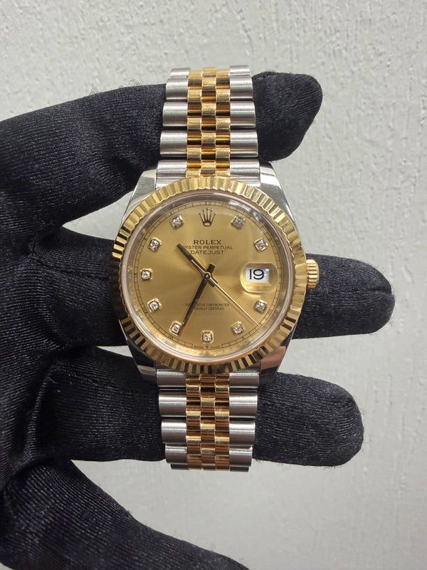 Rolex Datejust Champagne Diamond Dial on Jubilee Ref 126333 with New Style Card White 2019