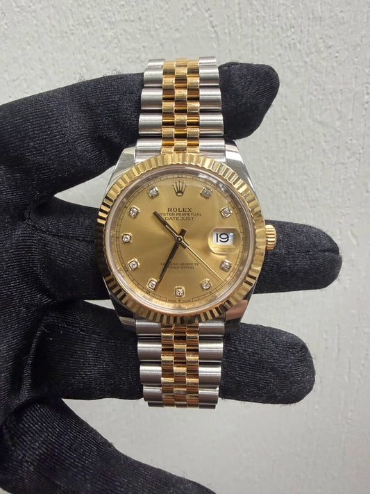 Rolex Datejust Champagne Diamond Dial on Jubilee Ref 126333 with New Style Card White 2019