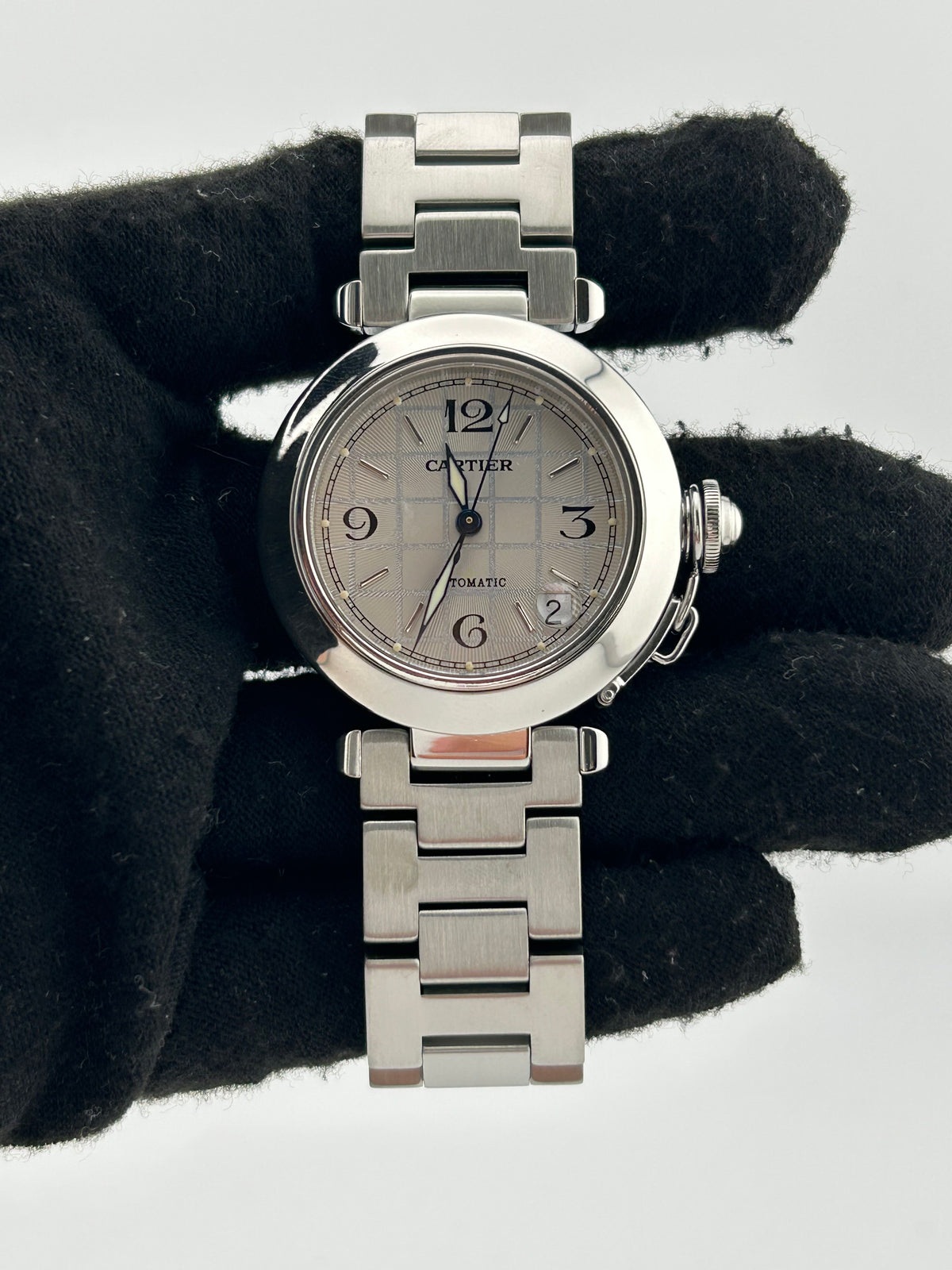 Cartier Pasha C Grey Dial on Stainless Steel Bracelet Ref. W31023M7 — view 2