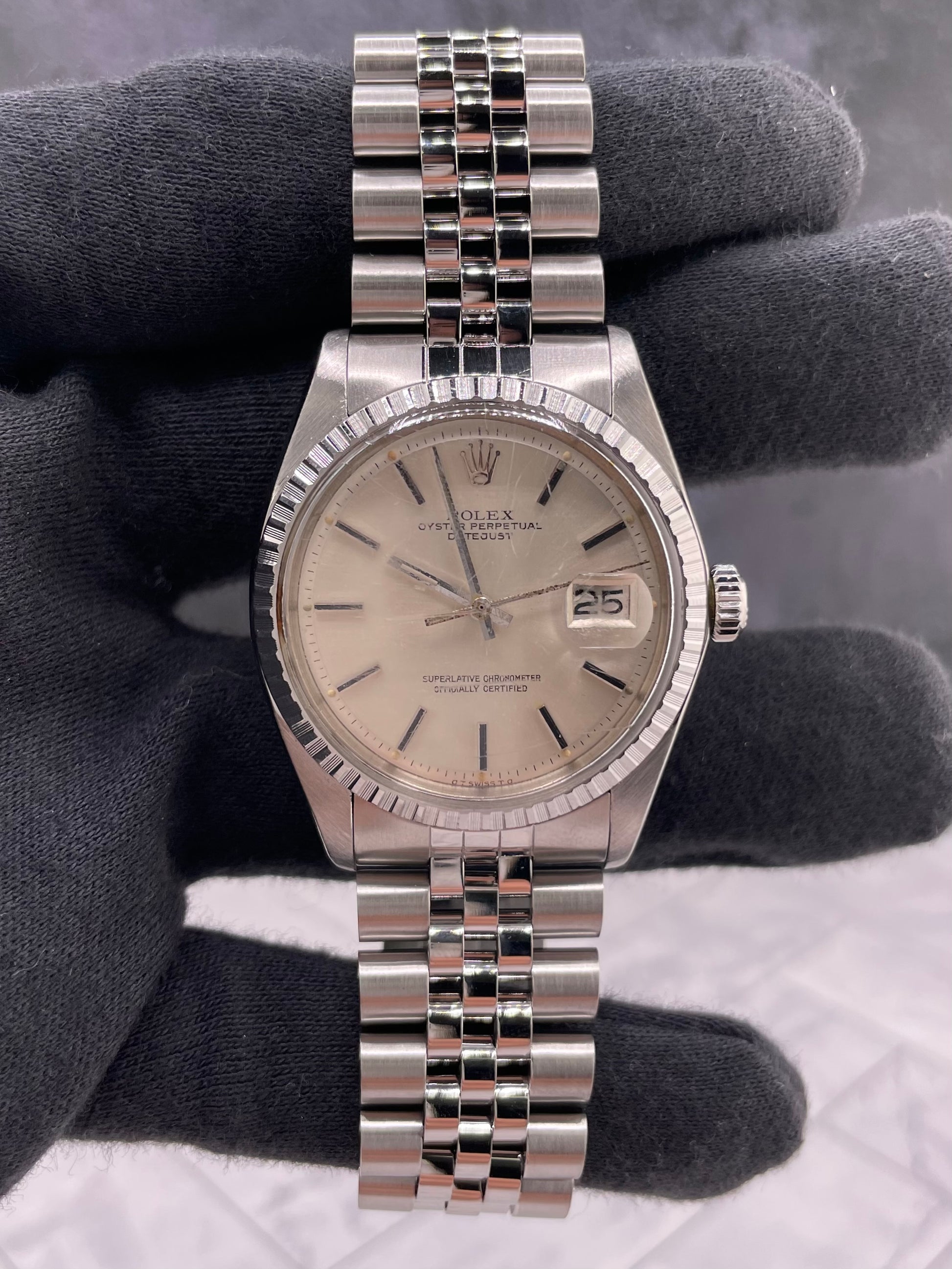 Rolex Datejust Silver Stick Dial on D Link Jubilee Ref. 1603 1979 — view 2