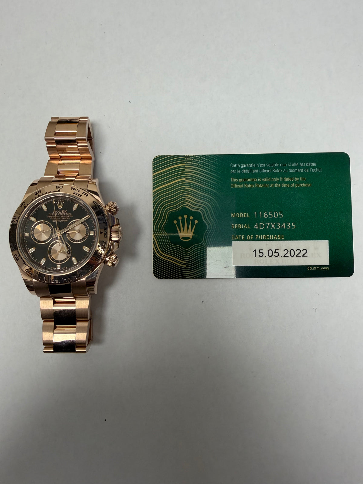 Rolex Daytona Black Index Dial on Oysterlock Ref. 116505 Card 2022 — view 5