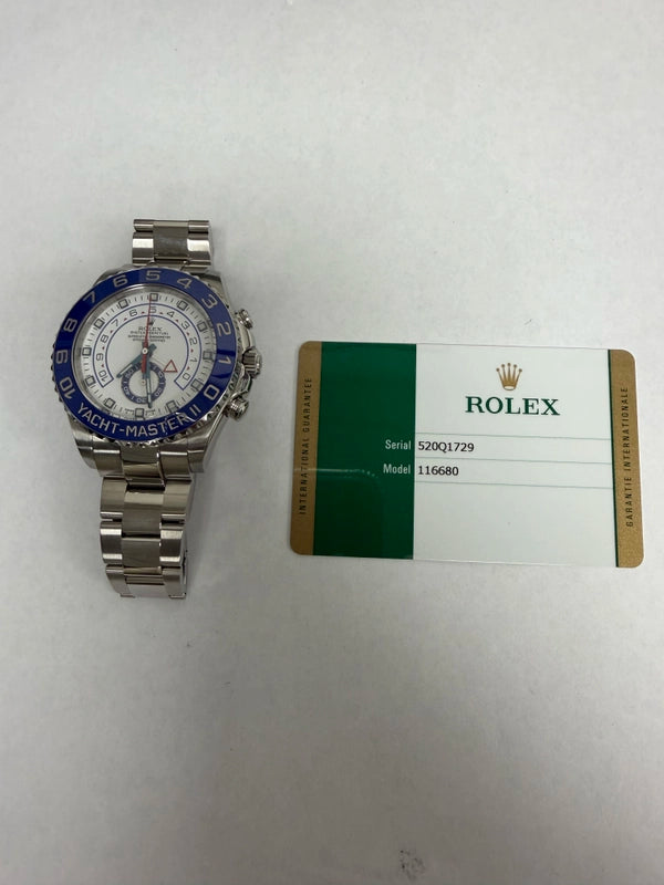Rolex Yacht-Master II Matt White Dial on Oyster Ref 116680 with New Style Card White 2015