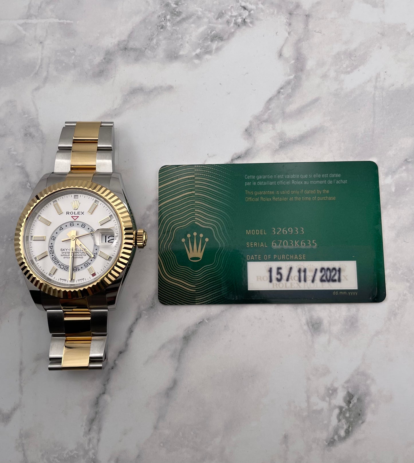 Rolex SkyDweller White Dial on Oyster Ref. 326933 Card 2021 — view 7