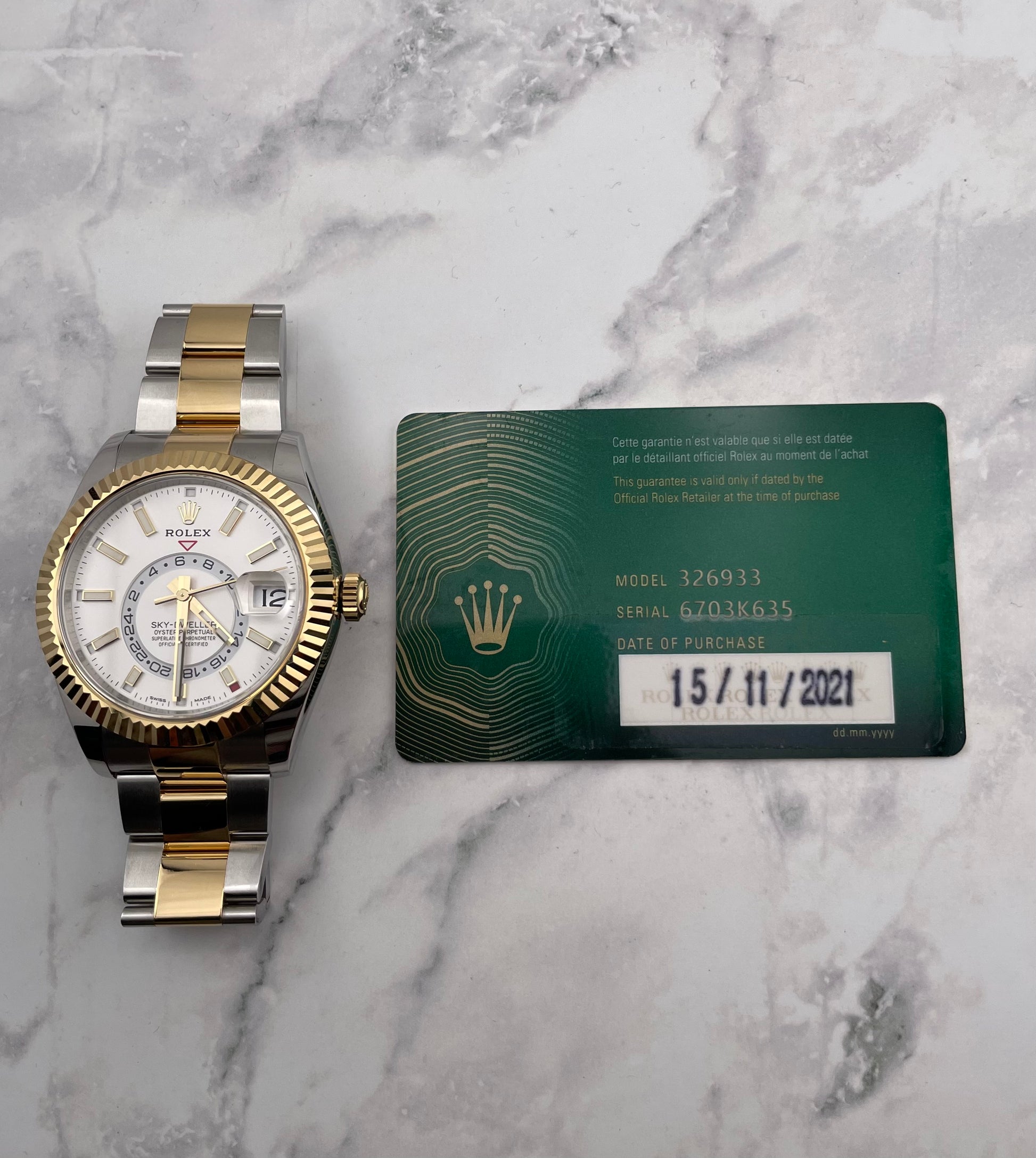 Rolex SkyDweller White Dial on Oyster Ref. 326933 Card 2021 — view 7