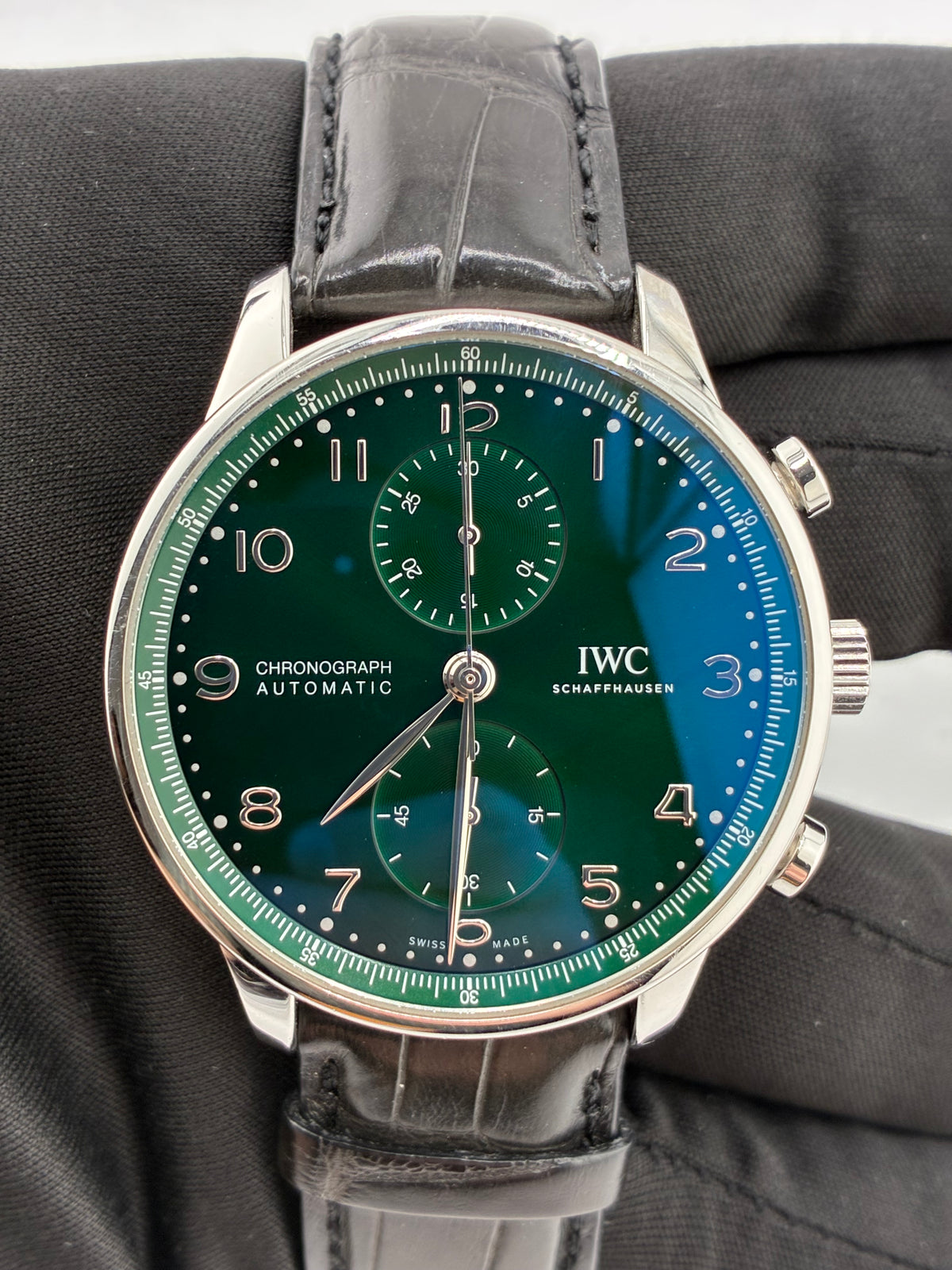 Iwc Portuguese Green Dial on Leather Strap Ref. IW371615 — view 2