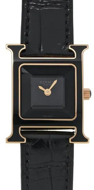 Hermes H Black Dial on Leather Ref. HH1.270B Papers